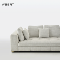 WBERT Canapé de salon moderne et décontracté pour plusieurs personnes-Tissu gris avec cloison de table basse Canapé en forme de L Meubles de maison