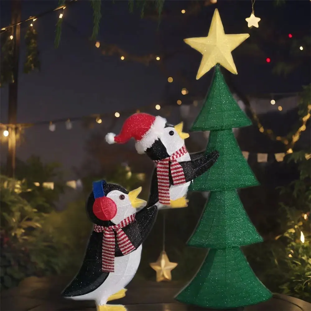 Pingüino ecológico de 72 pulgadas, árbol trepador, estatuilla de Navidad, tela, decoración del hogar, juguete de vacaciones para regalos