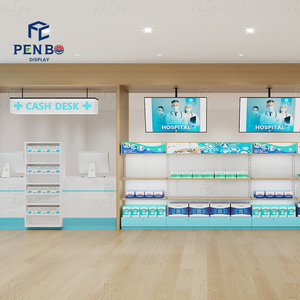 Étagère moderne en bois Étagère de présentation personnalisée pour gondole médicale Étagères de <span class=keywords><strong>pharmacie</strong></span> Conception de comptoir de magasin de <span class=keywords><strong>pharmacie</strong></span> - Product Image 6