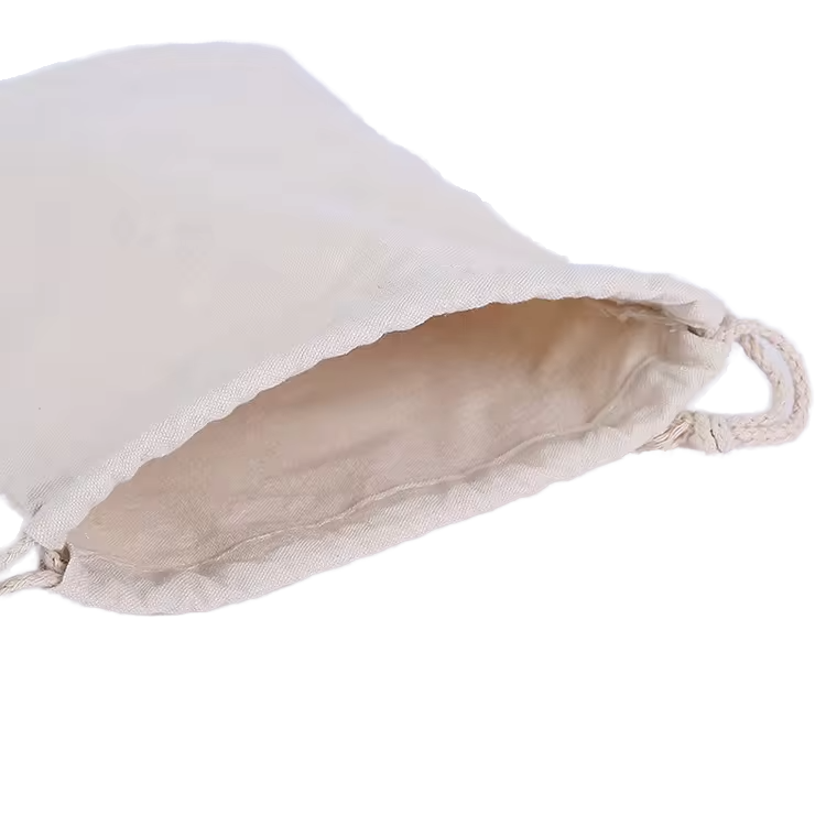 High quality portable shopping custom logo printed organic cotton drawstring jewelry pouch bag