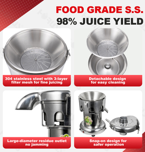 Exprimidor de Uso Rudo A3000 de 370W, Máquina para Hacer Jugo de Frutas y Verduras, Extractor de Jugo Comercial - Product Image 4