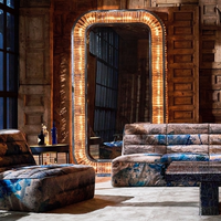Luxe Vintage Haut de Gamme Cristal Personnalisé Rex Grand Miroir Debout Lampadaire Led pour Hôtel Lobby Villa Club