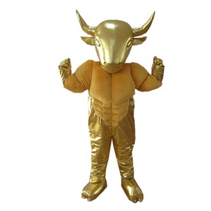 Kostum Maskot Muscle Golden Bull-Bahan Plush Lembut untuk Dewasa Unisex untuk Mardi Gras / Karnaval - Product Image 1