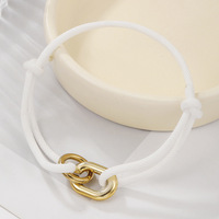 Bracelet en corde unisexe en acier inoxydable doré, ajustable, minimaliste, style nautique, pour hommes et femmes, vente en gros
