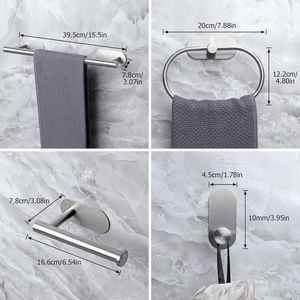 Ensemble moderne et écologique de 4 barres porte-serviettes autocollantes en acier inoxydable avec options noir/argent/or pour accessoires de salle de bain - Product Image 4