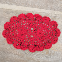 N070-PM décoration de table de mariage de noël 100% coton 9 "x 14" tapis de table rouge ovale napperon au Crochet fait à la main