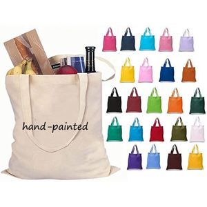 Custom Logo Size Printed Grocery Shopping Tote Eco Friendly Reusable Plain Blank Organic Calico <b>Canvas</b> Hand-Painted Cotton <b>Bag</b> - Product Image 1