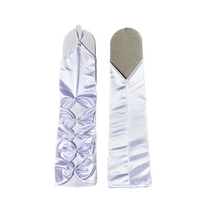 Nouvelle mode, gants de cyclisme fins et sexy sans doigts, avec nœud en satin, manches longues, dentelle ajourée en maille, pour usage nuptial - Product Image 5