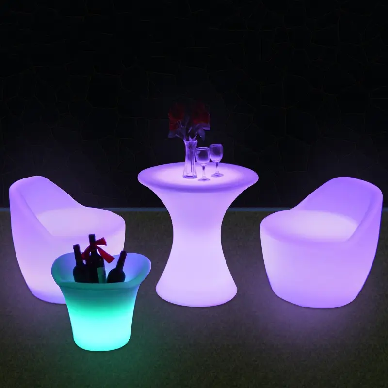 Logo custom LED hookah lounge outdoor bar furniture stools huel led cube chair table 40cm