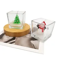 Bestseller Weihnachten 5,2*5,2 cm Transparentes Glas Zylindrisches Gel Wachs Rose Duft Benutzer definierte Geschenk box Duft kerzen mit Logo