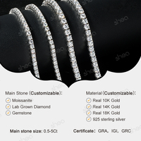 Pulsera y Collar de Diamantes Cultivados en Laboratorio CVD HPHT Certificados por IGI en Oro Sólido de 10k, 14k, 18k con Cuatro Puntas de 3mm, 4mm, 5mm