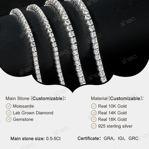Bracelet et collier tennis en diamants de laboratoire CVD HPHT certifiés IGI, en or massif 10k, 14k, 18k, à quatre griffes, 3mm, 4mm, 5mm - Product Image 5