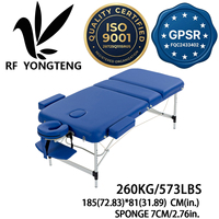 Table de massage portable en aluminium à 3 sections, hauteur réglable, 260 kg, OEM, pour spa, vente en gros