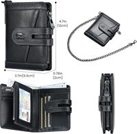 Dompet Rantai Kulit Asli Pria Anti RFID Multifungsi Dompet Kulit Lipat Tiga Pria Dompet Biker dengan Resleting