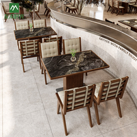 Ensemble de meubles de restaurant en bois commercial moderne personnalisé comprenant une chaise de café, une table basse, des sièges de stand pour la salle à manger