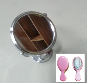 Espejo Redondo Metálico de Doble Cara con Rotación de 360 Grados y Juego de Cepillos para el Cabello, Superventas - Product Image 6