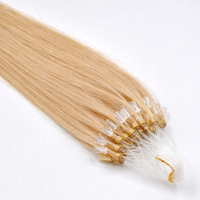 Extensions de cheveux naturels blonds à micro-anneaux, cheveux humains lisses, double épaisseur, vente en gros