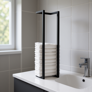 Toallero de Acero Inoxidable Negro, Diseño Minimalista Independiente, Barra Única para Almacenamiento de Toallas, Accesorio de Baño - Product Image 2