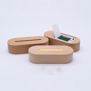 Không dây LED Đèn đứng hình bầu dục sồi ánh sáng ban đêm cơ sở bảng đèn gỗ rắn giữ đèn Acrylic ấm đêm Đèn trang trí nội thất - Product Image 2