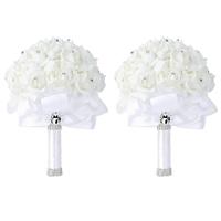 Bouquet de roses artificielles en mousse pour mariée, noué à la main, vente en gros, prêt à expédier, approvisionnement transfrontalier Chine