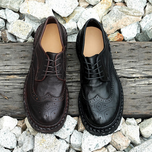 รองเท้าหนังแท้ลายบล็อกสีสันสดใสแบบ Goodyear Welted พื้นหนา สไตล์ธุรกิจ สไตล์เรโทร สำหรับผู้ชาย แบบสวม - Product Image 2