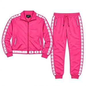 Custom <b>Women</b>’s Tracksuit Set Pink <b>White</b> Sportswear Two Piece <b>Jogger</b> Suit Athletic Training Wear Wholesale Factory Supplier - Product Image 4