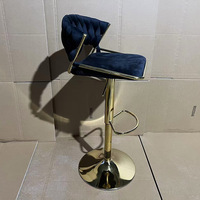 Tabourets de bar en velours tressé de luxe en gros, chaises de bar réglables en acier inoxydable doré pour bars, clubs et bistrots