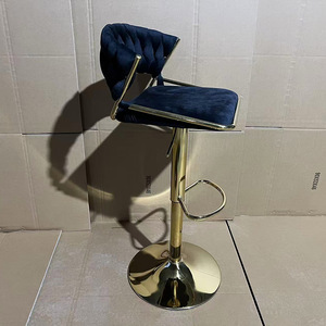 Tabourets de bar en velours tressé de luxe en gros, chaises de bar réglables en acier inoxydable <span class=keywords><strong>doré</strong></span> pour bars, clubs et bistrots - Product Image 4