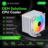 Refroidisseur de processeur à tour unique avec 6 caloducs en cuivre, TDP 250W, éclairage coloré, pour distributeur en gros avec logo personnalisé, OEM, prêt pour la vente en gros