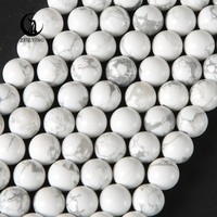 Perles d'howlite Zhe Ying 6mm 8mm 10mm, pierres naturelles de magnésite, pierres précieuses en vrac pour la fabrication de bijoux et l'artisanat DIY