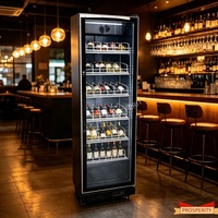 Réfrigérateur à vin commercial à porte vitrée simple, refroidisseur d'air vertical, contrôle numérique de la température, vitrine à vin, étagères réglables