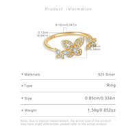 Bague ajustable FUAMAY en argent 925 plaqué or 18 carats et rhodium, ornée de zircons cubiques marquise, motif papillon et fleur, bijoux de mode
