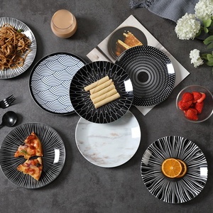 Fábrica al por mayor 8 "platos de cerámica negra nuevo hueso China <span class=keywords><strong>restaurante</strong></span> cena juegos Platos y platos <span class=keywords><strong>tapas</strong></span> plato de cerámica - Product Image 1