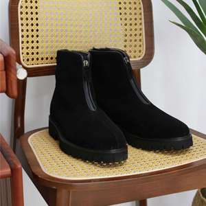 British <b>Spring</b> Summer Office & Career Lace-Up Square Toe Anti-Slip Breathable Rubber Thick-Soled Snow <b>Boots</b> - Product Image 3