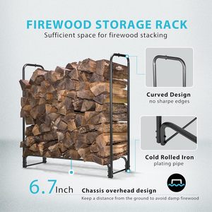 Hot 4ft rak penyimpanan kayu bakar, pegangan kayu bakar Set Kombo logam dalam dan luar ruangan dengan penutup ritsleting untuk penggunaan rumah tangga - Product Image 2