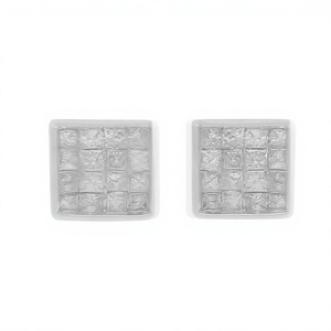 Princess Natural <b>Diamond</b> <b>Square</b> Ladies Stud <b>Earrings</b> 0.35 Cttw 925 Sterling Silver Invisible Set Trendy Wholesale Jewelry 5 MM - Product Image 1