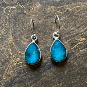 Azurite Selenite Blue stone earring 925 Sterling Silver Jewelry Blue Azurite Stone Earrings Wholesaler