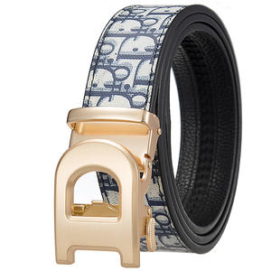 Sabuk Celana Kasual Pria OEM ODM dengan Gesper Otomatis Model D Baru Bahan Kulit Sapi Gesper Paduan Logam Grosir - Product Image 2