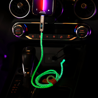 Chargeur rapide d'usine téléphone Ios Micro Type c à Type c LED 2 en 2 câble de données USB tressé coloré avec lumière d'affichage