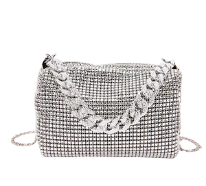 批发新款时尚女孩手袋年轻女士日用单肩包夏季系列皮革PU钻石链拉链 - Product Image 3