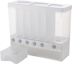 Conteneurs de stockage de céréales et aliments secs en plastique tout-en-un, distributeur mural de riz et de céréales pour cuisine, boîte de rangement - Product Image 2