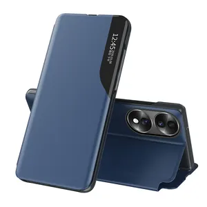 Custodia magnetica per telefono in pelle con riattivazione automatica di alta qualità in pelle di lusso con finestra Smart View per HUAWEI Honor 70