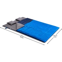 Sac de couchage familial chaud et gonflable à capuche, double largeur, trois saisons, imperméable en polyester pour le camping