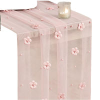Chemin de table en filet fleuri pour décoration de fête, de jardin, de mariage et d'hôtel