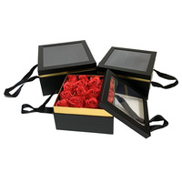 Boîte cadeau de fruits et de fleurs à fenêtre carrée, Boîte à fleurs éternelles, Boîte cadeau portable
