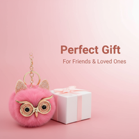 Porte-clés Pompon Hibou Mignon en Peluche pour Filles, Forme Boule, Écologique, Pendentif de Sac, Ornement de Sac à Dos, Petits Cadeaux