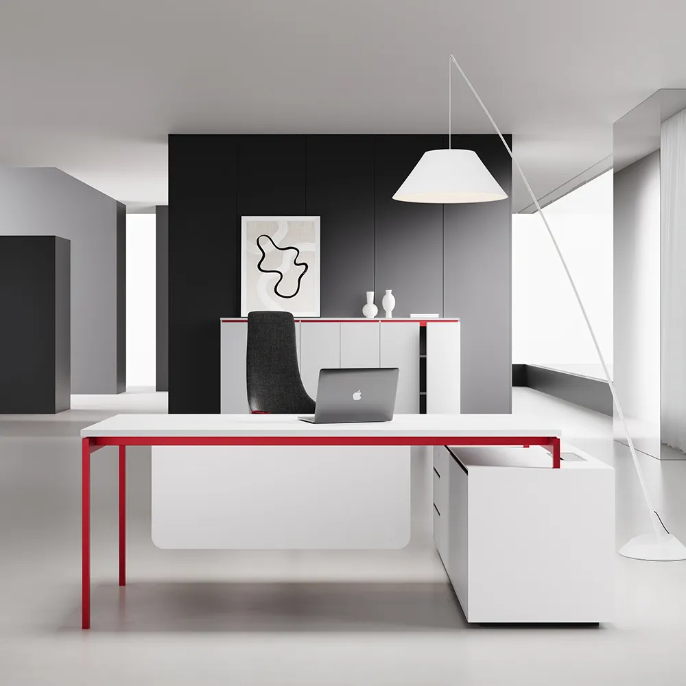 Meja MFC desain mewah kualitas tinggi meja kantor eksekutif Modern bentuk L untuk CEO dan manajer untuk meja mebel kantor