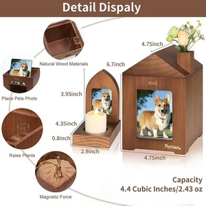 Petitian Wood Pet Urn Rectangle Dog <b>Memorial</b> Display <b>Box</b> With Photo Frame And Candle Holder - Product Image 2