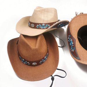 Hot Sale Western Sombrero Straw Cowboy <b>Hats</b> With Embroidery - Product Image 6