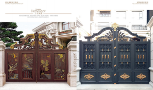 Puertas <span class=keywords><strong>de</strong></span> entrada personalizadas <span class=keywords><strong>para</strong></span> casa prefabricada, puertas automáticas <span class=keywords><strong>de</strong></span> <span class=keywords><strong>hierro</strong></span> forjado decorativas <span class=keywords><strong>de</strong></span> aluminio - Product Image 2